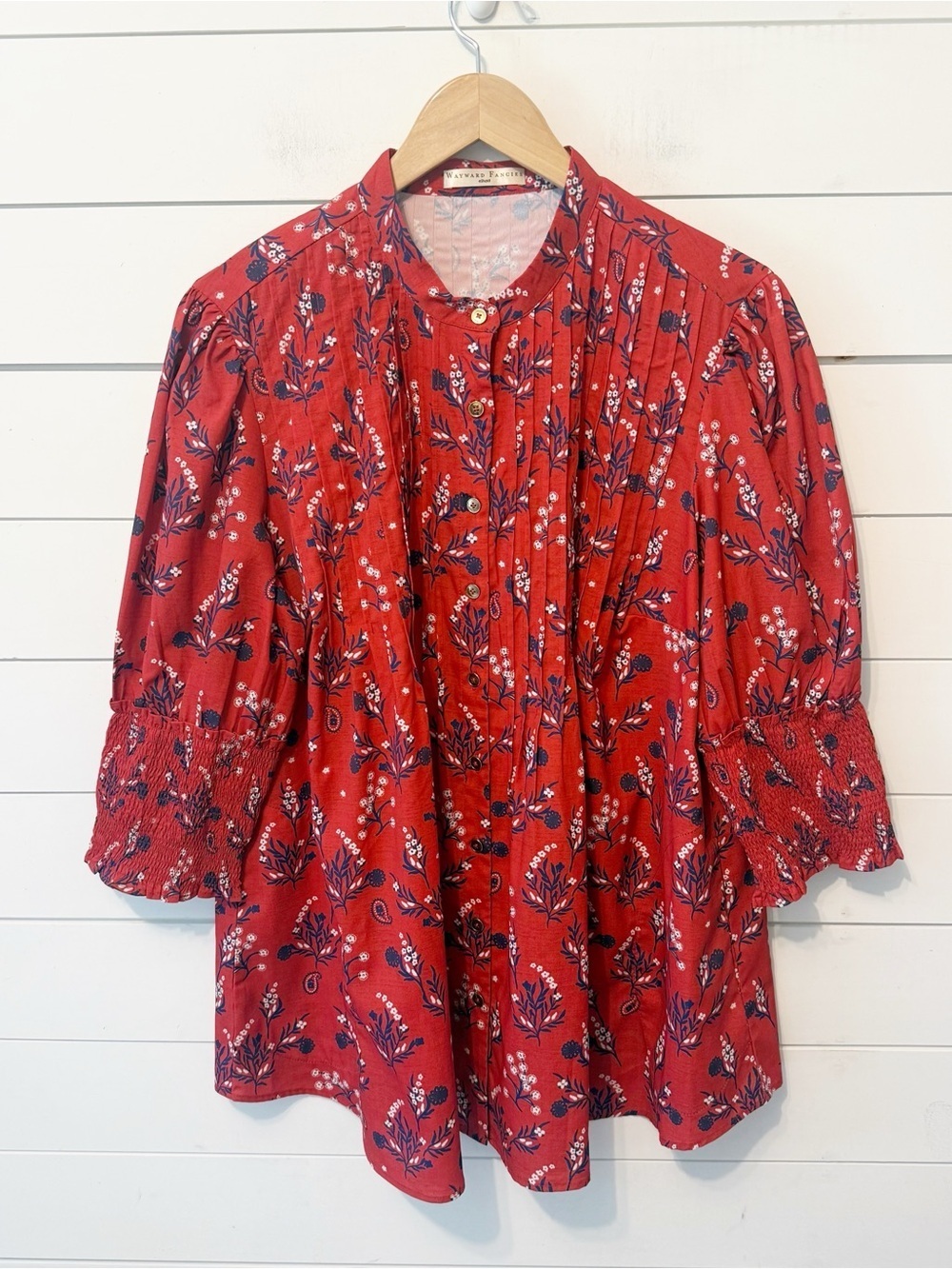 Wayward Fancies eshakti | Floral 3/4 Sleeve  Button Down Blouse Size XL